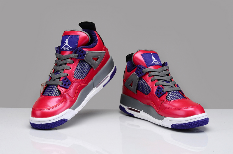 Air Jordan 4 Women Shoes Aaa Purple/Red/Gray Online